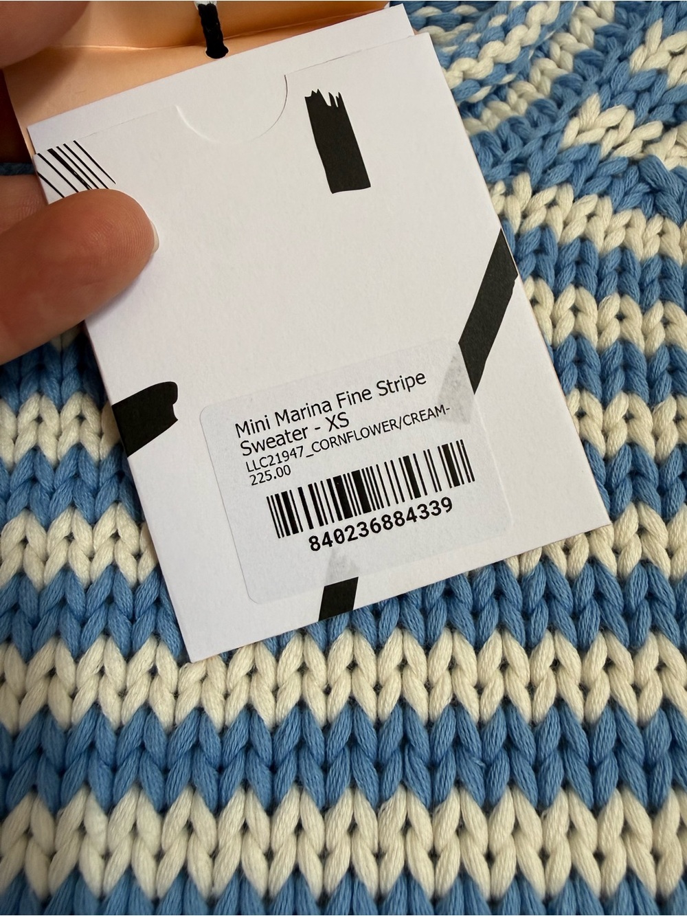 NWT La Ligne Fine Stripe Mini Marina Sweater blue & white - Picture 5 of 14